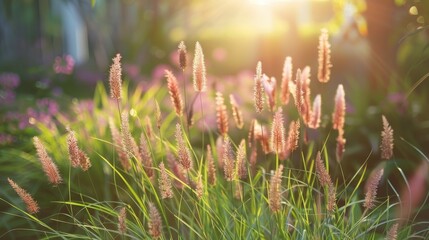 Aufkleber - Garden with lovely grass blooms