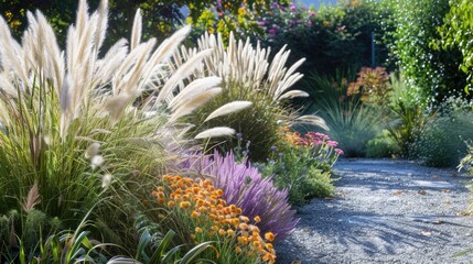 Aufkleber - Garden with lovely grass blooms