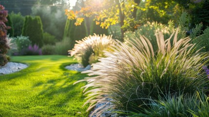 Aufkleber - Garden with lovely grass blooms