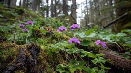 Poster - Geranium flourishes in the forest wilderness