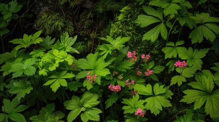 Poster - Geranium flourishes in the forest wilderness