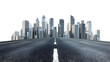 © Sufyan - Empty road leading to a city skyline isolated on transparent background