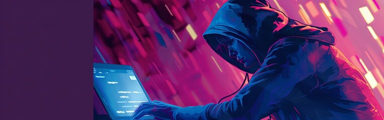 Futuristic Hacker in Polygonal Digital Network