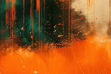 Sticker - Abstract Art with Dark Stardust and Fiery Color Palette Background