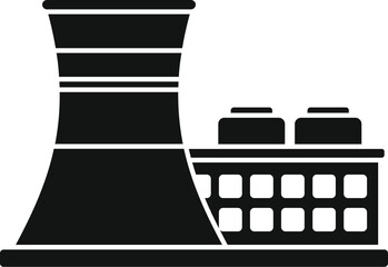 Poster - Simple icon of a nuclear power plant generating energy for the needs of the industry