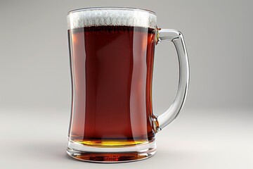 Classic beer mug with foam set against a neutral background capturing a refreshing and traditional drink