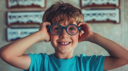 Wall Mural - The boy in blue glasses