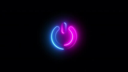 Wall Mural - abstract neon animation of turn off sign, fast moving blue and pink rays to both sides. glowing lines, 4K animated template