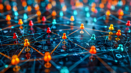 Global business structure showcasing networking Data exchange And customer connections Emphasizing hr recruitment Outsourcing And teamwork strategies
