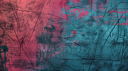 Sticker - Abstract Color Background With Distressed Grunge Texture in Pink and Blue