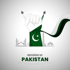 Wall Mural - Happy independence day Pakistan. abstract vector illustration design