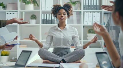 Poster - The Woman Meditating at Desk