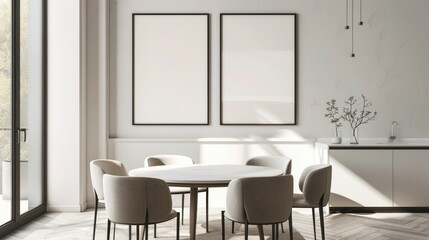 Modern Dining Room with White Walls and Minimalist Decor