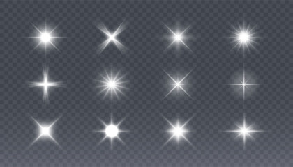 Poster - Set of white light effects. Transparent background. Adobe Illustrator Artwork