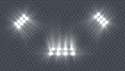 Leinwandbilder - Bright stadium floodlights for sports games, concerts, shows, events. Transparent background Adobe Illustrator Artwork