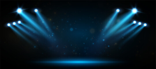 Leinwandbilder - Stadium light. Set of blue spotlights for sporting events. Vector illustration EPS10 Adobe Illustrator Artwork