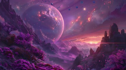 Sticker - Purple Planet Landscape.