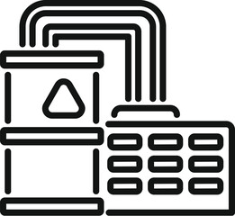 Poster - line icon of a barrel connected to a panel with cables, suggesting data transmission or industrial p