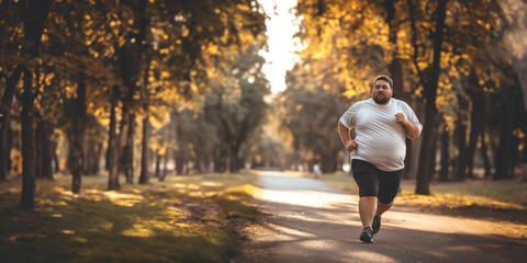 Overweight man going for a run