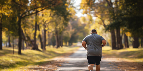 Overweight man going for a run