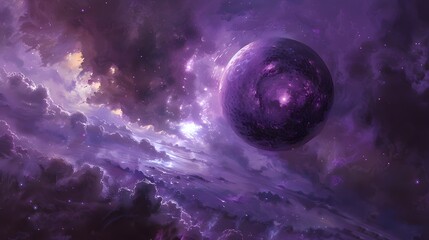 Poster - Purple Planet in a Cosmic Sea.