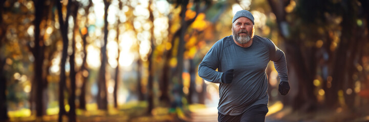 Overweight man going for a run