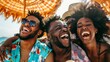 © Creative - carefree black friends laughing together on beach