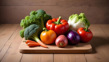 Wall Mural - vegetables on a wooden board