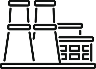 Poster - line drawing of a nuclear power plant generating electricity from atomic energy