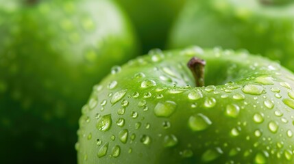 Wall Mural - Healthy and Crisp Green Apple with Leaf Detail