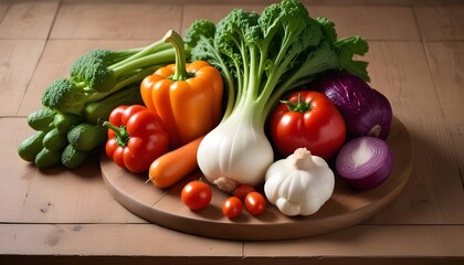 Wall Mural - vegetables on a wooden table