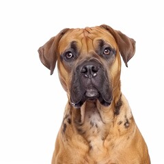 Wall Mural - young bull mastiff in front of white background