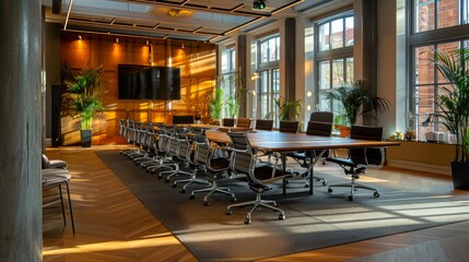 Canvas Print - Modern Conference Room with Sunlight

office