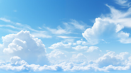 Poster - Beautiful Blue Sky with Billowing White Clouds