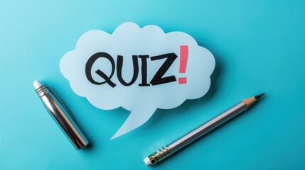 Wall Mural - The quiz message on blue