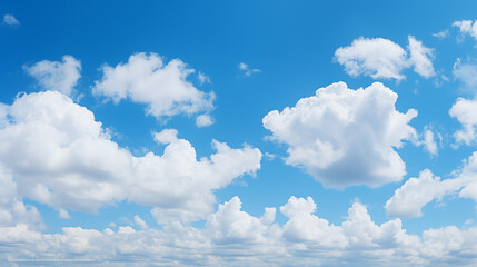 Poster - Bright Blue Sky with White Cumulus Clouds