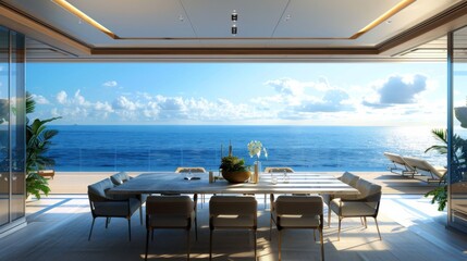 Wall Mural - Luxurious Seaside Dining with Breathtaking View