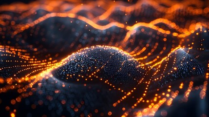 Aufkleber - dynamic cyber network visualization with glowing lines and nodes futuristic digital concept