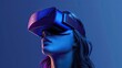 © chanidapa - Virtual reality headset with immersive digital experience. Metaverse exploration concept.
