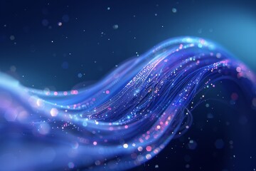 Sticker - Abstract digital artwork of a flowing ribbon in blue and purple capturing the essence of fluidity and grace