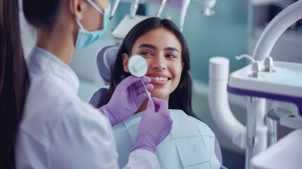 Poster - The dentist checks patient's teeth