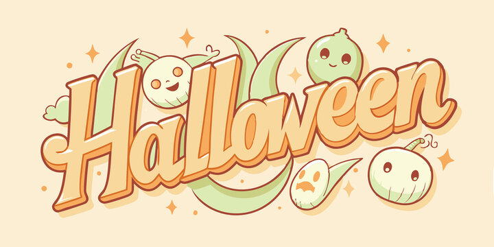 happy halloween celebration background, halloween typography, little goast, casper style, smile devil, horizontal, mystery, comic, fear, evil, pop, graphic, typescript, grunge, bat, horror