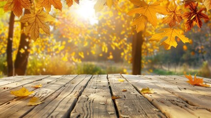 Wall Mural - The wooden table in autumn