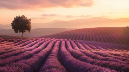 Wall Mural - The Lavender Sunset Field