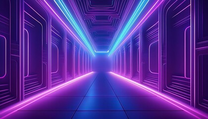 Wall Mural - Generative AI illustration of abstract background of futuristic corridor