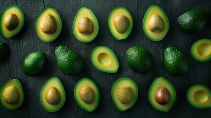 Wall Mural - The sliced avocados on table