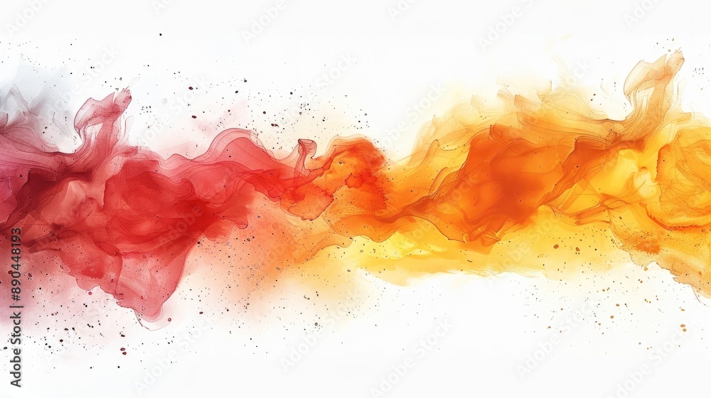 Red Yellow watercolor splash background border isolated on white ...