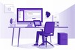 © Leo - Modern Workspace with Purple Theme and Tech Setup