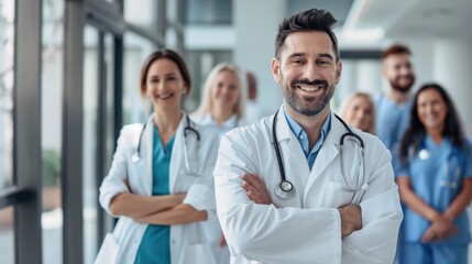 Wall Mural - The group of happy doctors