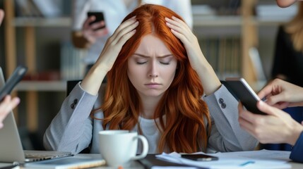 Wall Mural - The stressed office woman